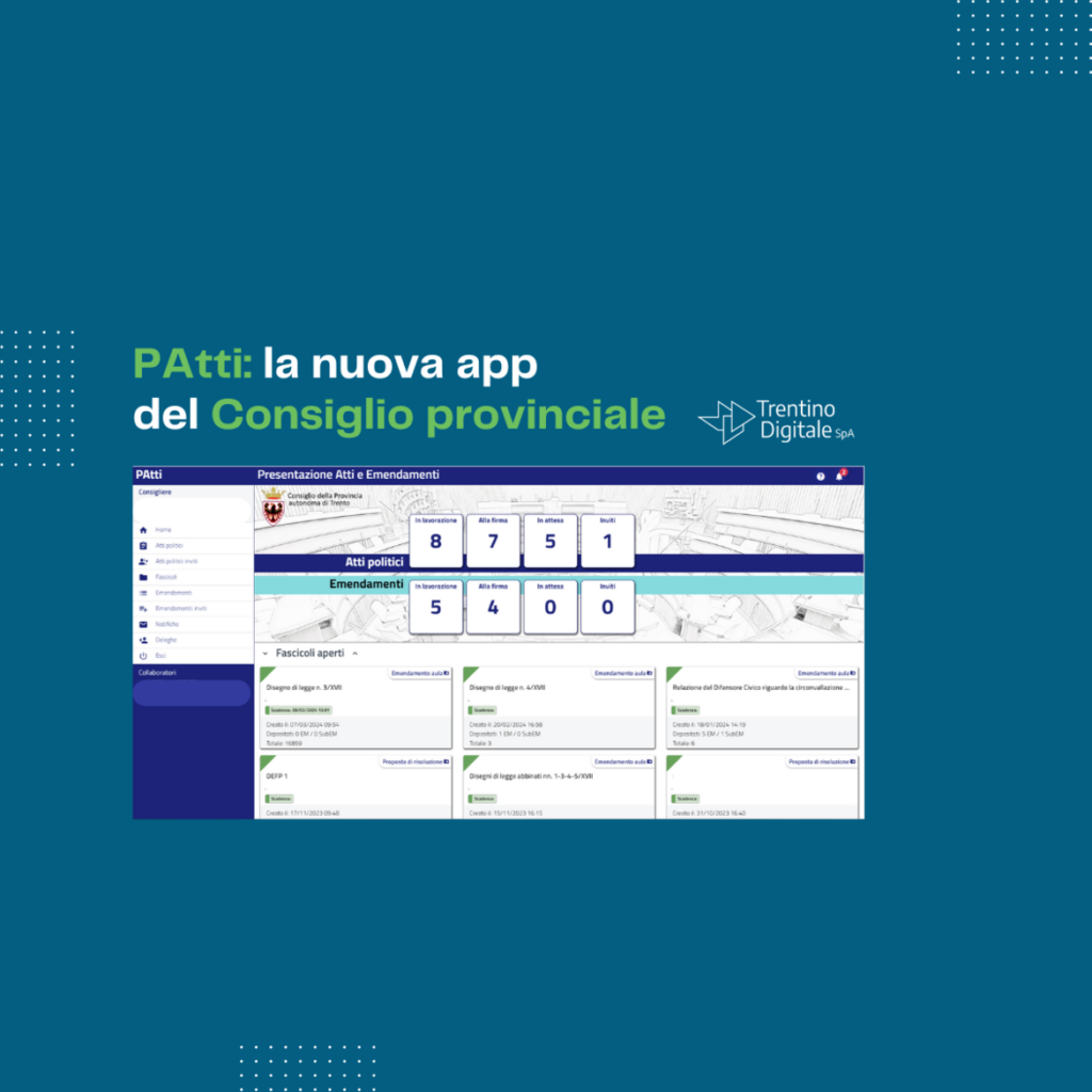 Grafica della news dedicata a PAtti, la nuova app del Consiglio provinciale